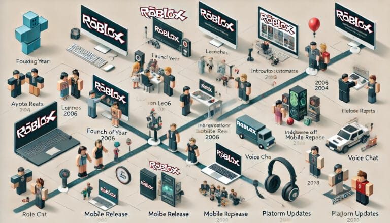 Roblox Redeem How To Redeem Codes Get Free Rewards In 2025 DALL.E 2024 12 24 10.05.38 A Timeline Graphic Roblox S Key Milestones 768x439