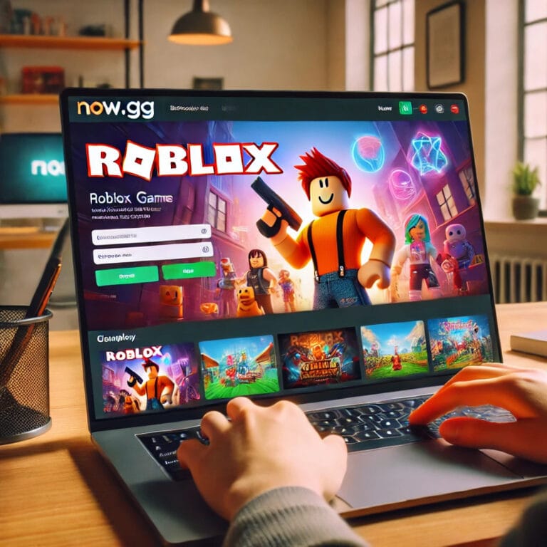 How To Play Roblox On Your Browser On Now Gg 2025 Complete Guide DALL.E 2025 01 22 10.16.21 A User Playing Roblox On The Now.gg Platform In A Web Browser 768x768 
