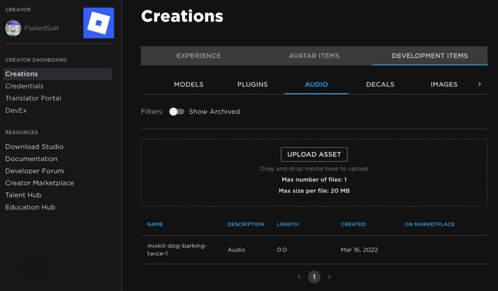 Roblox Asset Upload Failed