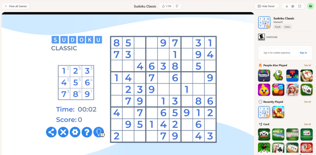 MSN Sudoku working normally