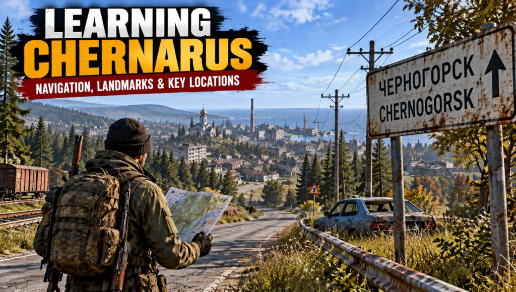 DayZ Chernarus map navigation landmarks and roads