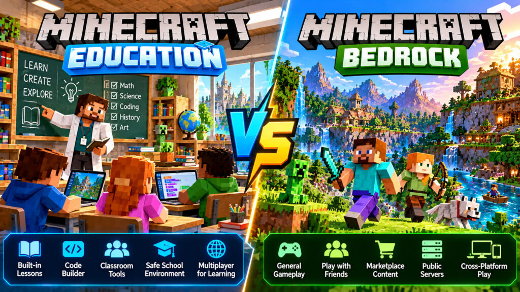 Minecraft Education vs Minecraft Bedrock comparison